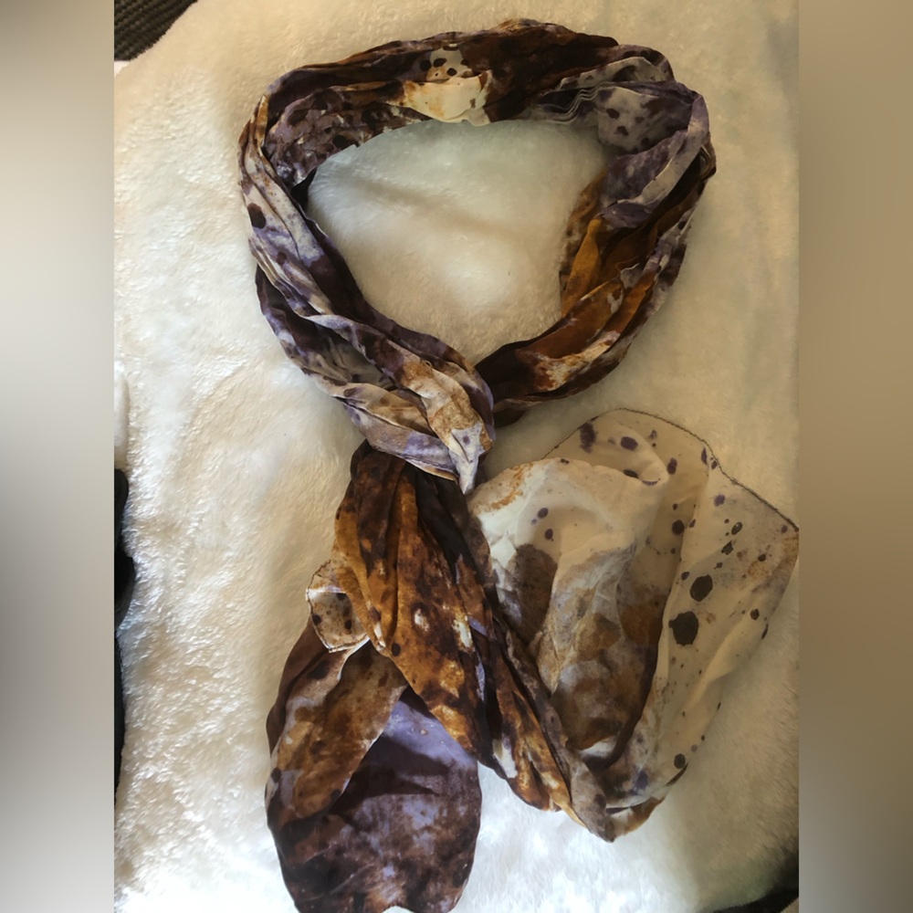 DKNY silk oblong Lightweight Purple and Brown Women's Scarf